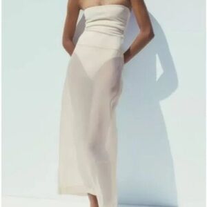 ZARA Organza Sheer Midi Skirt and Bodysuit